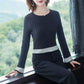 Short Crew Neck Sweater Autumn and Winter Slim Western Style Top Fashion Simple Women's Base Shirt