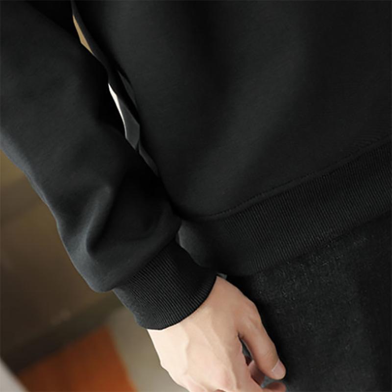 Pure Cotton Plus Velvet Padded Sweater Men's Half-high Neck Long-sleeved Sweatshirts Autumn