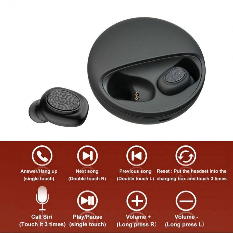 Wireless Bluetooth 5.0 Earphones TWS Wireless Headphones 360 Rotation Stereo Headset With Microphone