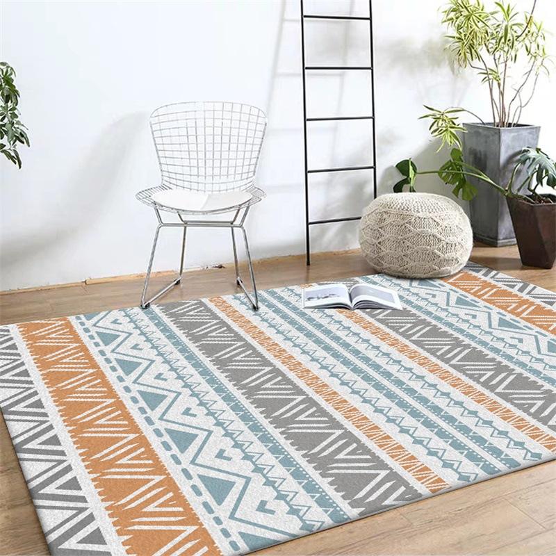 Fashion Mediterranean Geometric Carpet Ethnic Style Striped Bedroom Carpet Living Room Door Mat Bedside Carpet Floor Mat