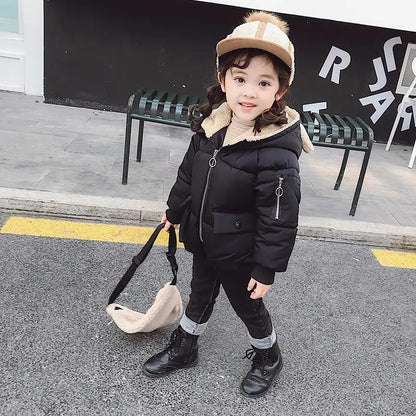Girls' Winter Padded Jacket with Thick Warmth and Windproof Padded Jacket
