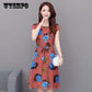 WTEMPO Brand Floral Comfortable Loose Skirt Women's Dress Summer Large Size Print Maxi Dress
