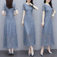 Korean Version Black High-end Lace Dress Female Spring Summer Short Sleeve Round Neck Long Dress