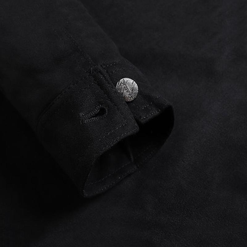 Velvet Warm Jacket Men's Fleece Thickening Casual Handsome Jacket Jacket Men's Long-sleeved Button Design Warm Cotton Clothing
