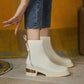 White Chelsea Short Boots Women's Spring and Autumn Zipper Locomotive Increased Martin Boots Women's British Style Single Boots