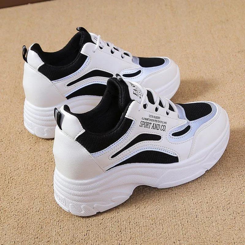 Women's Spring and Autumn Casual Versatile Shoes Waterproof Thick Sole High Heel Shoes Female Breathable Non Slip Flat Shoes