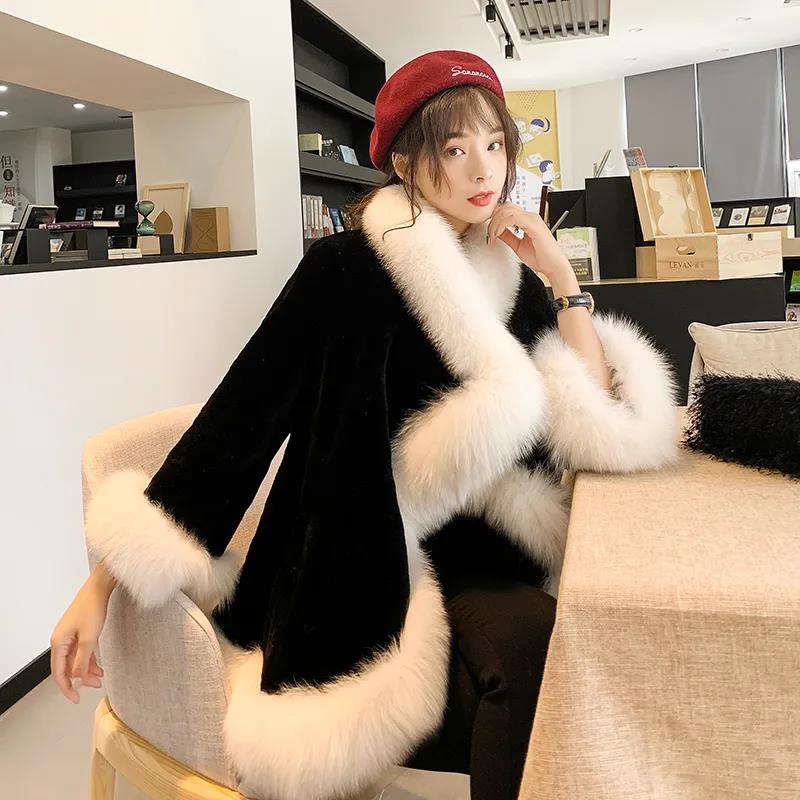 Winter Imitation Fox Fur Coat and Fur One Mid-length Plush Coat
