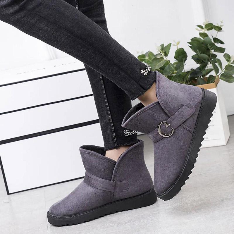 Winter Short Boots Women's Plus Velvet Thickened Flat Chelsea Snow Boots Warm Outer Wear Cloth Cotton Shoes