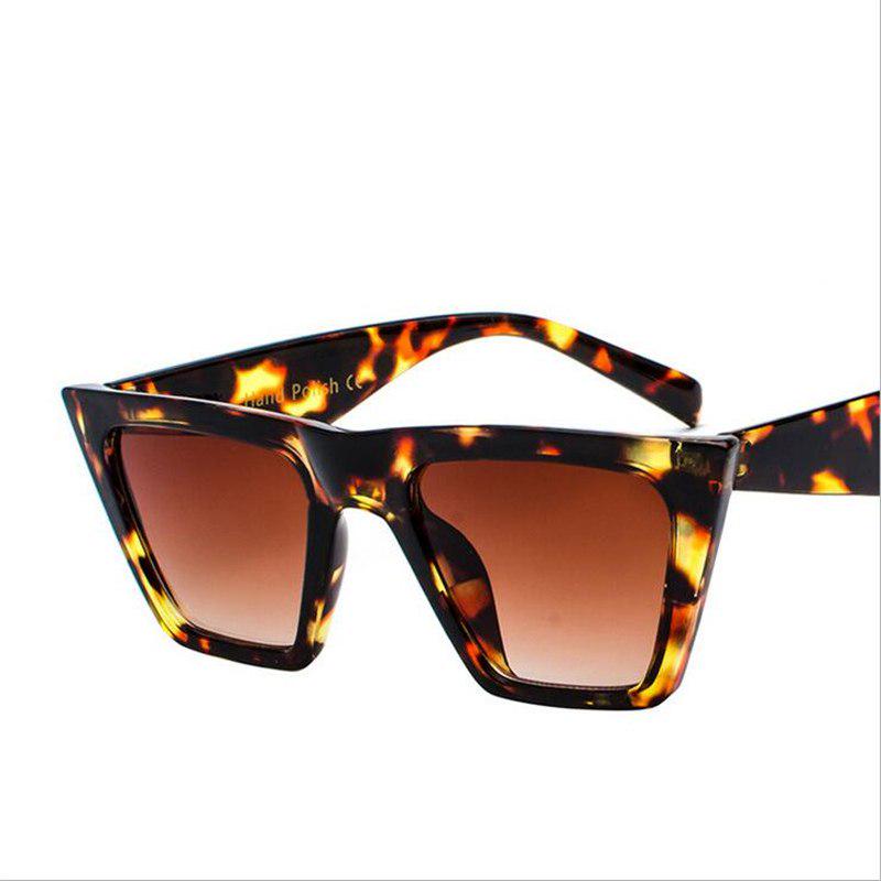 WTEMPO New Personality Leopard Frame Cat Eye Sunglasses Women Brand Designer Transparent Colorful Fr