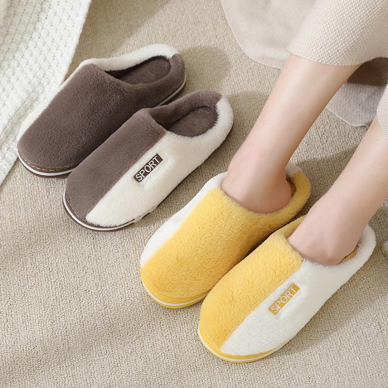 Women Men Slippers Autumn Winter Cute Casual Flat Shoes House Indoor Bedroom Home Cotton Comfortable Sliders Thick Warm Slippers Couples Lovers