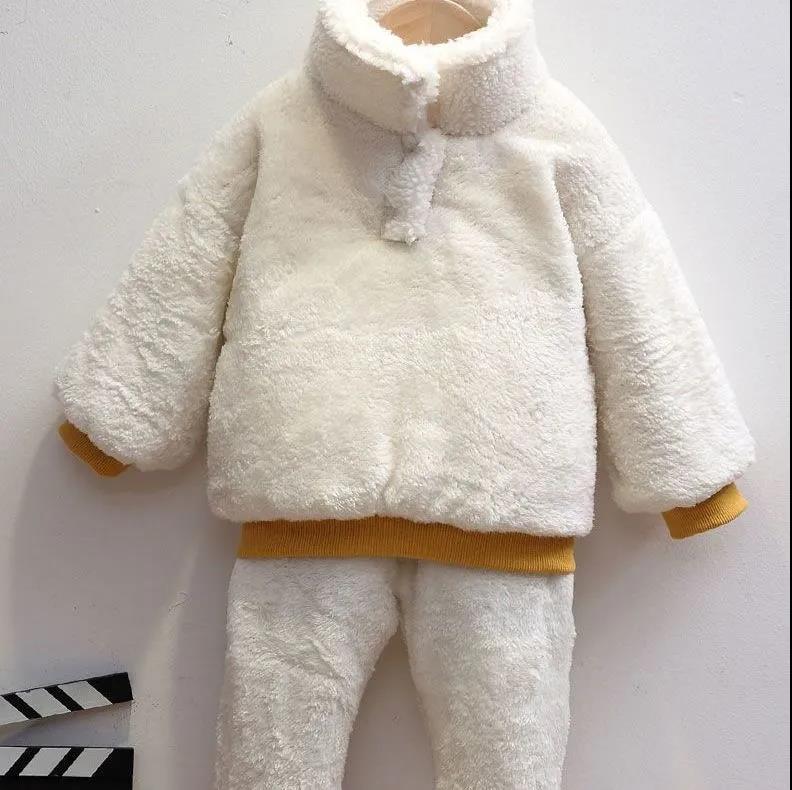 Girls' Winter Cotton-padded Clothes Suit Tide Baby Plus Velvet Thickening Two-piece Suit Children's Children's Western Style Cotton-padded Clothes