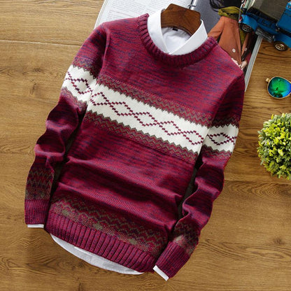 Knitted Man Sweater Stripe Men Casual Cotton Autumn Mens Sweaters Keep Warm Winter Pull Homme