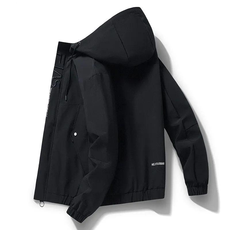 Spring and Autumn Men's Jacket Hooded Coat Colorblock Printing Top Trend Simple Bomber Jacket Zipper Sportwear