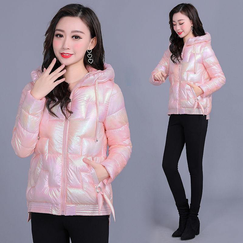 Winter Women Short Glossy Parkas Casual Female Thicken Warm Hooded  Coat Windproof and Rainproof Shiny Light weight Jackets