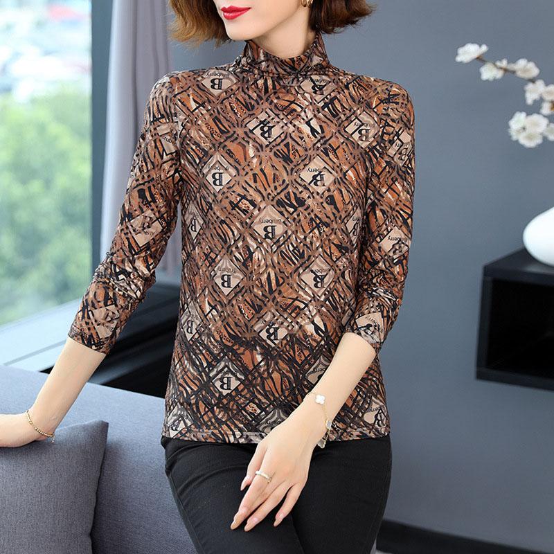 Letter Printing Bottoming Shirt Women Slim Turtleneck Knitted Sweater Slim Puller Jumper Tops