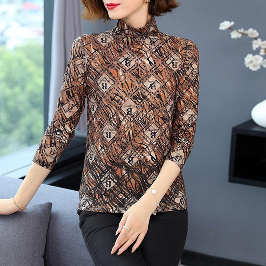 Letter Printing Bottoming Shirt Women Slim Turtleneck Knitted Sweater Slim Puller Jumper Tops