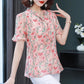 Women's Summer Chiffon Short Sleeve Top V-Neck Large Floral Loose T-Shirt