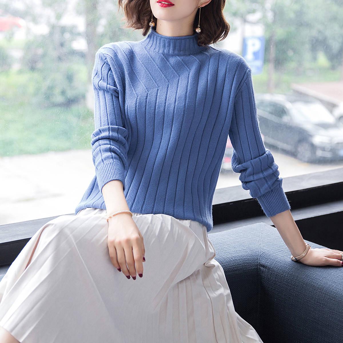 Women Sweater High Elastic Turtleneck 2019 Fall Winter Sweater Women Slim Bottoming Knitted Pullover