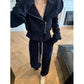 Women's Sports Suit Autumn Retro Royal Sister Fried Street Temperament Sweater Casual Suit Hooded Cardigan Sweater Jogging Trousers Two-piece Set
