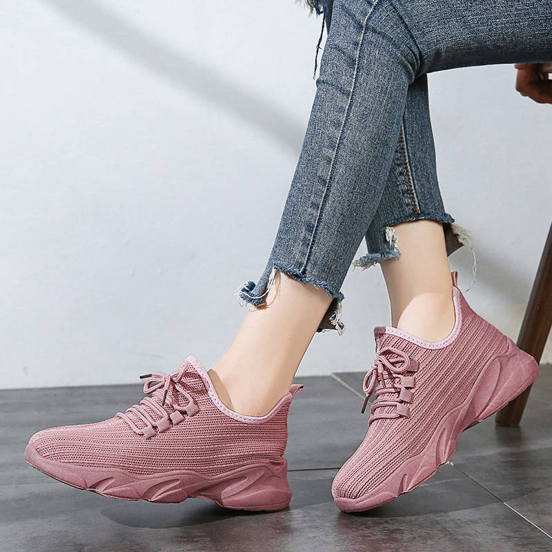 Mesh Women Shoes Breathable Flat Shoes Casual Ladies Lace-up Sneakers Autumn Single Shoes All-match Sports Running Shoes