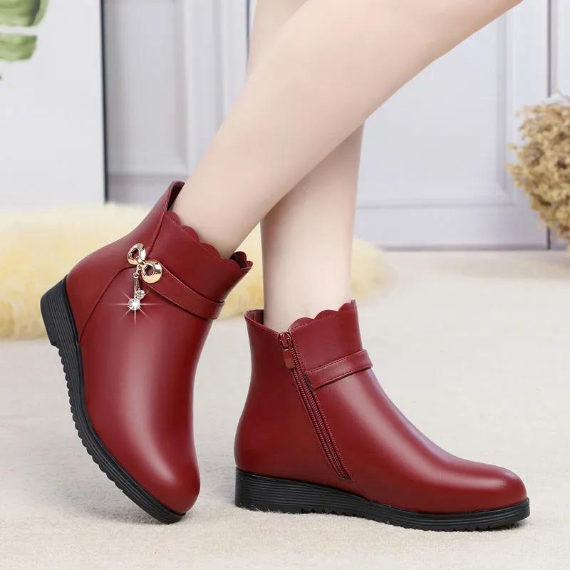 Winter Flat-bottomed Comfort and Warmth Plus Velvet Cotton Shoes Soft-soled Non-slip All-match Ankle Boots