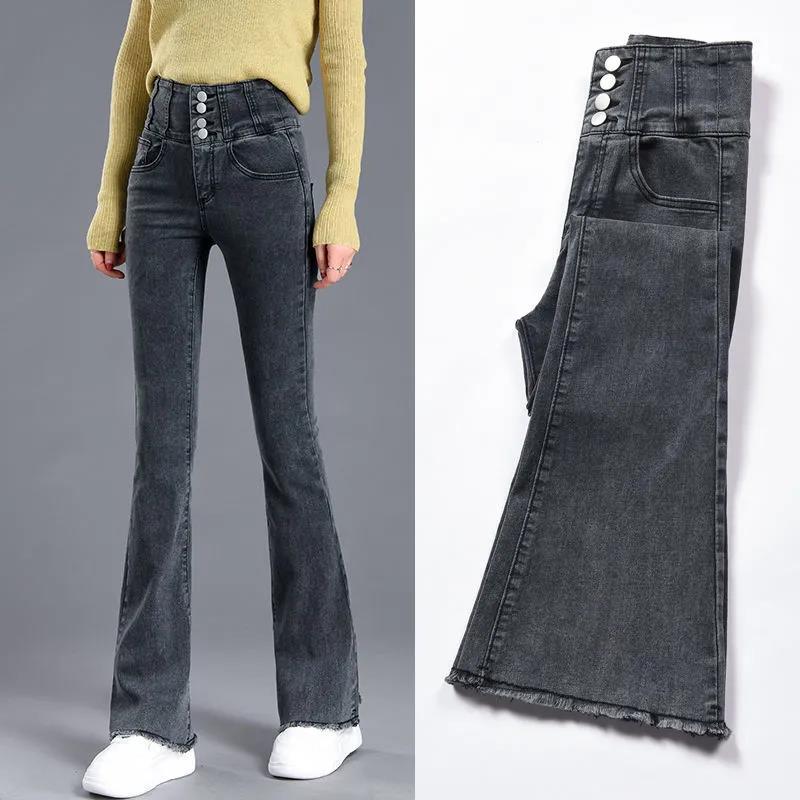 WTEMPO Flare Jeans High Waist Summer Women Casual Ladies Long Pants Bell Bottoms Jeans Denim Trousers