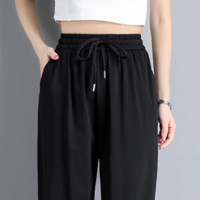 Ice Silk Quick-drying Sports Pants Women's Summer Loose and Thin Large Size Waisted Nine Points Casual Harem Pants