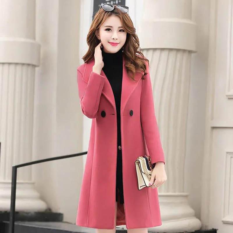 Long Phoenix Woolen Coat Women's Mid-length Korean Style Autumn and Winter Slim Woolen Coat
