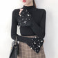 Flared Sleeves Pullover Sweater Women Autumn and Winter Slim Beaded Sweater All-match Bottoming Shirt