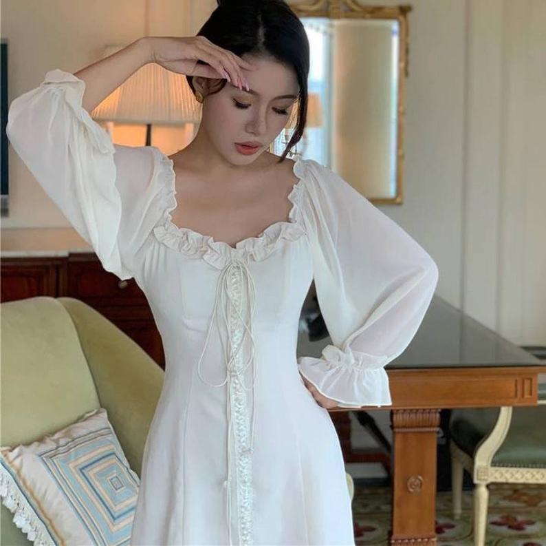 Spring and Autumn European and American Style Ladies Dress Palace Retro Slim Slim Dress Long Sleeve Temperament Skirt