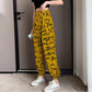 Chiffon Bloomers Women's Summer Letter Printing Graffiti Elastic Waist Loose-fitting Sports Casual Pants