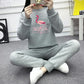 2pcs/set Women Fleece Liner Sweatshirt Tracksuit  Winter Casual Loose Jumper Plus Size  Outfits  Outwear