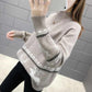 Autumn and Winter Thick Sweater Fawn Pattern Jacquard Knitted Bottoming Shirt Loose and Simple Women's Top