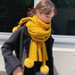 Cashmere Scarves Lady Winter Thicken Warm Soft Pashmina Shawls Wraps Plush Ball Tassel Scarf