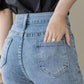 Micro Flared Jeans Women Spring High-waisted Slim Straight-leg Pants Slim All-match Button Slit Tide