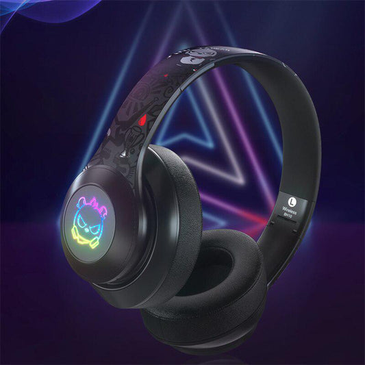 Angry Bear LED Lights Earphone Portable Folding Wireless Bluetooth Headphones with MIC Mp3 Player