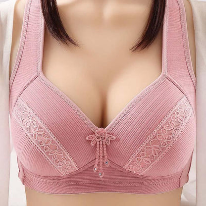 Large Size No Steel Ring Bra Breathable Fashion Jacquard Comfortable Thin Section Gathering Beautiful Back Underwear Ladies Bra