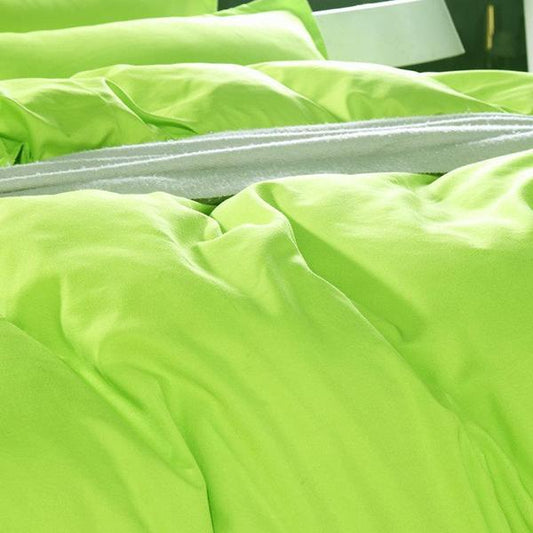 Pure Green Four-piece Fruit Green Bed Sheet Duvet Cover Simple Plain Five-element Color Bedding