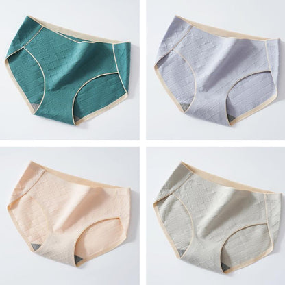 Large Size Women's Cotton Panties Women's Solid Color Briefs Comfortable Breathable Mid-waist Seamless Underpants