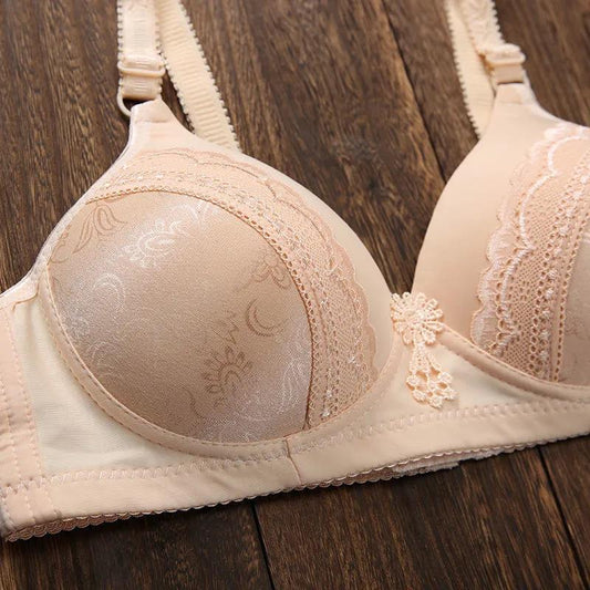 Anti-sagging Breast-receiving Underwear Feminine Touch Thin Lace No Steel Ring Gather Comfort Non-magnetic Bra Lace Decoration