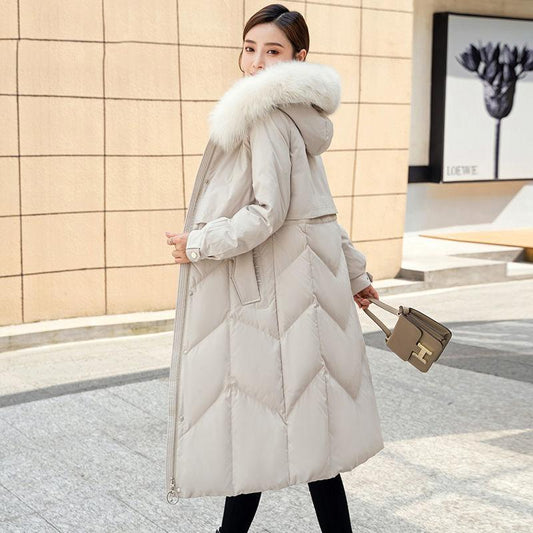 Down Jacket Mid-length Female Winter Korean Version of Real Fox Fur Collar Thick Coat