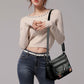 Women Multi-Layer Crossbody Bags Portable Large Capacity Classic Soft Surface Printing Black PU Leather