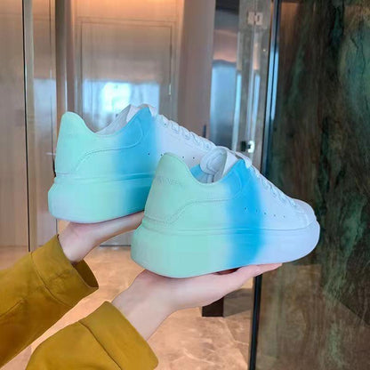 Female Gradient Color Small White Shoes Ladies Personality Casual Shoes Spring and Autumn Students Korean Version All-match Thick Bottom Shoes
