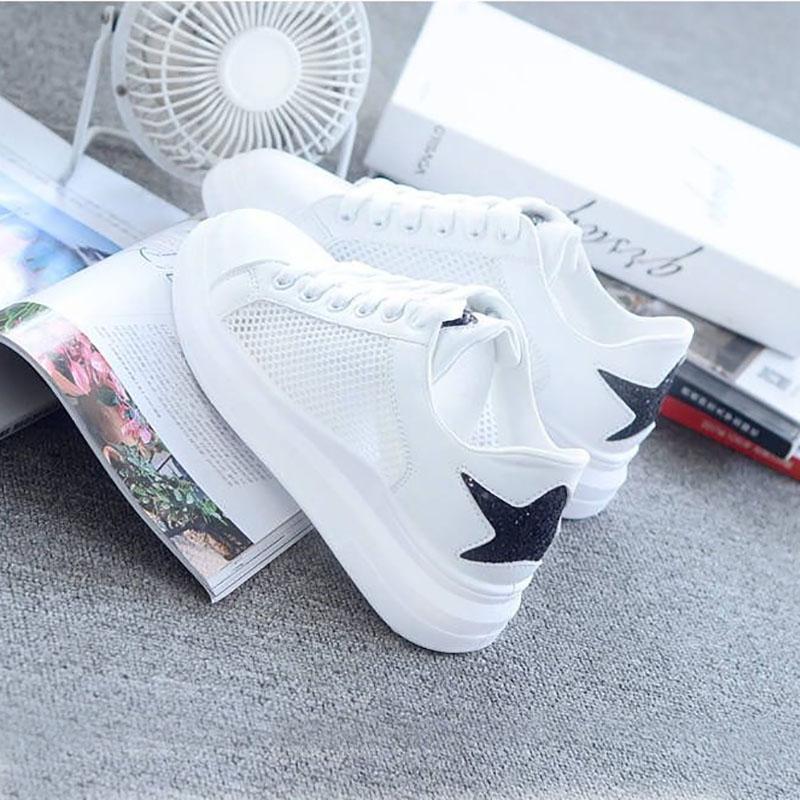 Summer Breathable White Shoes Female Hollow Sports Student Net Shoes Breathable Women