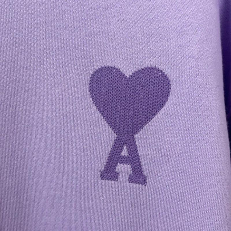 Embroidered Love Solid Color Round Neck Sweater for Men and Women The Same Loose Long-sleeved Pullover Sweatershirts for Lovers