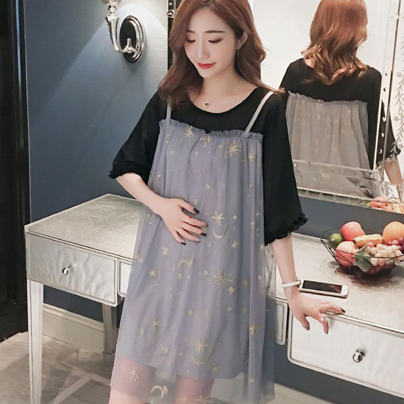 Summer Dress Chiffon Gauze Plus Sequins Fake Two-piece Small Girl Dress
