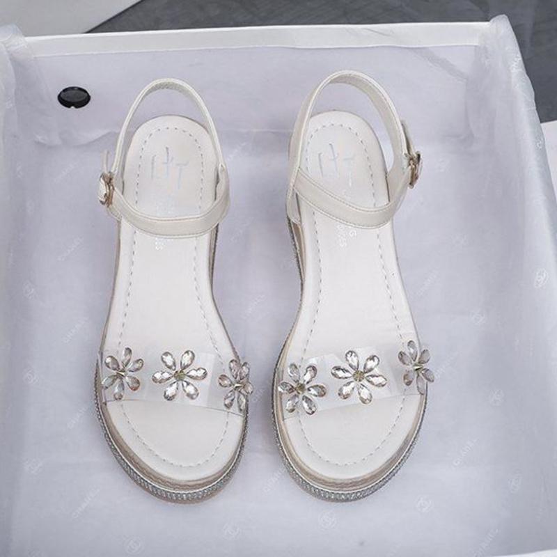 Women's Sandals Super High-heeled Wedge with Open Toe Flower Platform Sandals Waterproof Platform All-match Buckle Women's Shoes