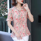 Women's Summer Chiffon Short Sleeve Top V-Neck Large Floral Loose T-Shirt