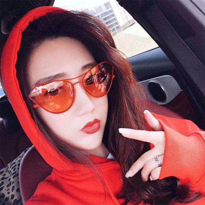 WTEMPO Ocean Gradient Lens Cat Eye Sunglasses Women Brand Designer Metal Frame Womens Sunglasses 201