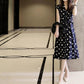 French Retro Polka Dot Dress Female Summer Short-sleeved Waist Waist Was Thin All-match Casual Over-the-knee Skirt